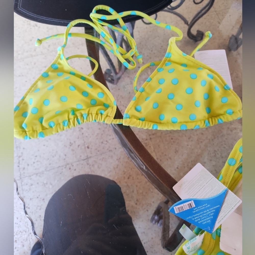 Sunny Green and Aqua Polka Dot Bikini